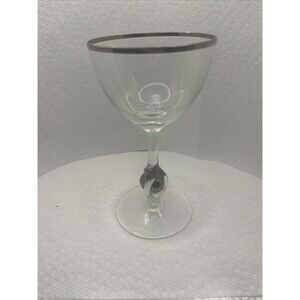Atlas Crystal Platinum Trim Ball Stem Aperitif Glass Czechoslovakia Josef Stanik